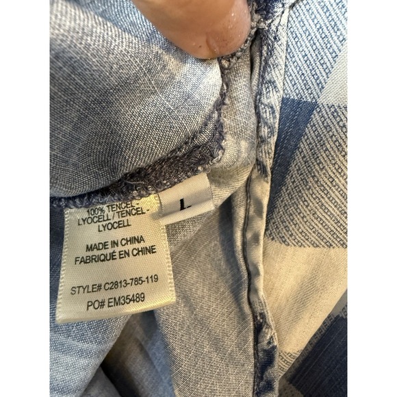 Cloth & Stone Womens Blue Plaid Button-Up Casual Tencel Shirt Large - Picture 8 of 8